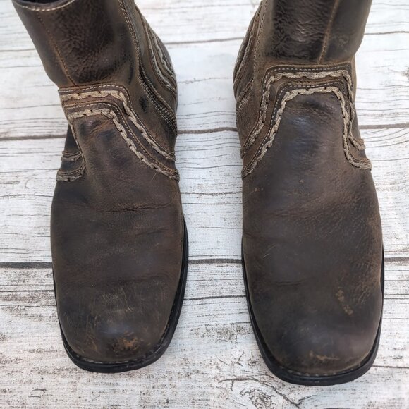 Bed Stu Revolution Men’s Brown Leather Western Ankle Boots Size 8.5 - Picture 2 of 9